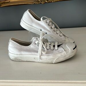 Converse Jack Purcell White Leather Low Top Sneakers Men 5.5 Women 7